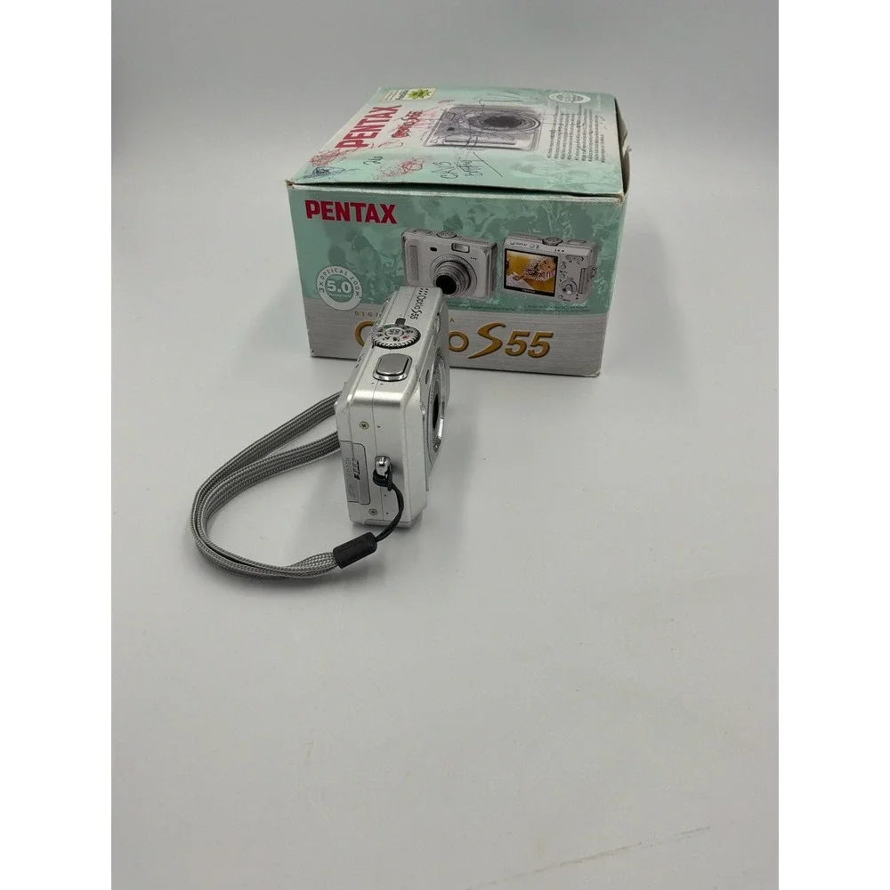 Pentax Optio S55 Silver 5MP Digital Camera 3x Zoom Boxed Tested